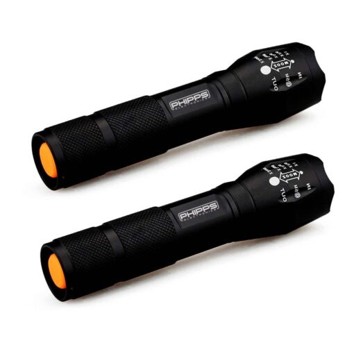 LED Flashlight Bright Adjustable Focus with Metal Body – Pack of 2 PHI1001924 Phipps Electronics 2