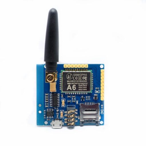 A6 GPRS/GSM Module Board with Antenna and Sim Card Slot Quad Band 850 900 1800 1900 MHz PHI-A6-GSM-ANT Phipps Electronics 2
