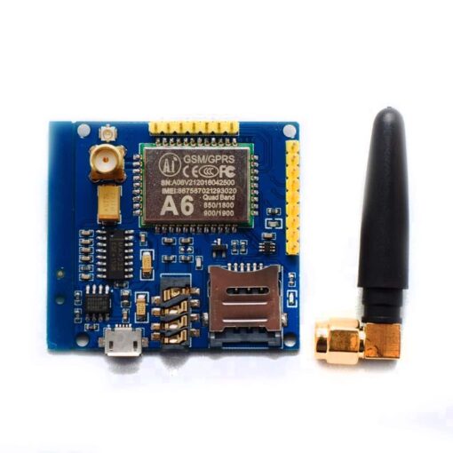 A6 GPRS/GSM Module Board with Antenna and Sim Card Slot Quad Band 850 900 1800 1900 MHz PHI-A6-GSM-ANT Phipps Electronics 4
