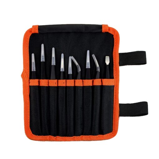 9 Piece Stainless Steel Precision Tweezer Set – ESD Safe PHI1001408 Phipps Electronics 2