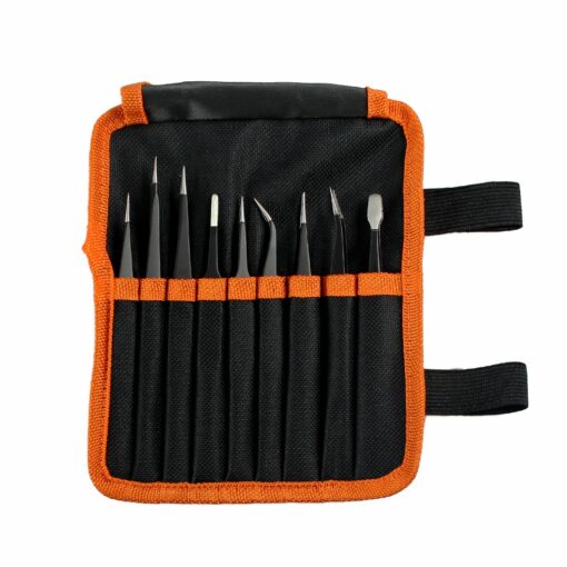 9 Piece Stainless Steel Precision Tweezer Set – ESD Safe PHI1001408 Phipps Electronics 8
