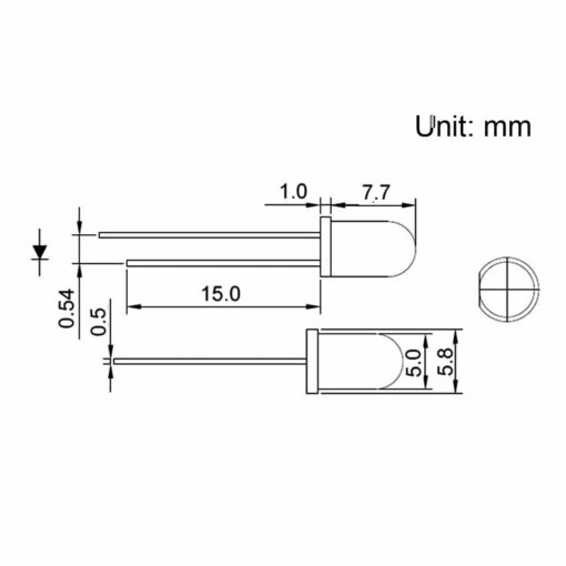 5MM Green Water Clear Lens LED Diode – Pack of 50 PHI1001523 Phipps Electronics 3