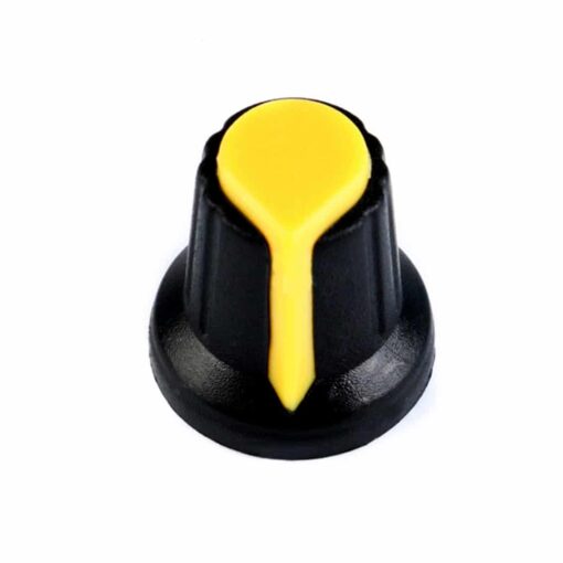 WH148 AG2 Potentiometer Black Yellow Top and Spline 15mm Plastic Knob – Pack of 10 PHI1001654 Phipps Electronics 2