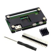 Raspberry Pi Zero W Black Case with GPIO Header Pins and Heat Sink