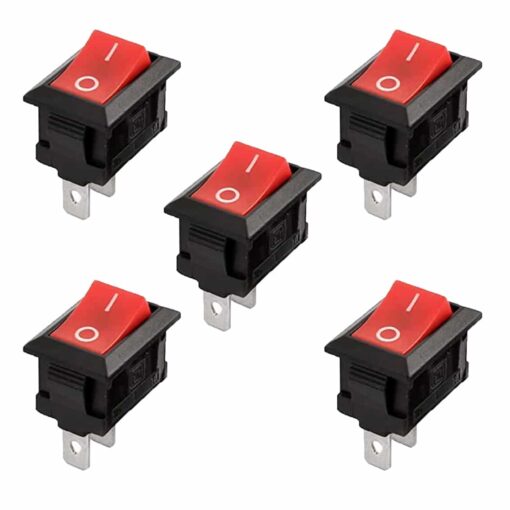 2 Pin SPST KCD11 Red and Black Rocker Switch – Pack of 5 PHI1002299 Phipps Electronics 2
