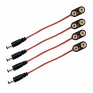 9V Battery Snap Side Connector with 2.1mm x 5.5mm Plug – Pack of 4 PHI1002311 Phipps Electronics
