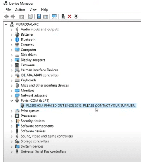 PIC K150 Unsupported Prolific Driver Win 10