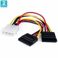 4 Pin IDE Molex Male To Double 15 Pin SATA Female Power Adapter Cable – Pack of 2 PHI1002838 Phipps Electronics