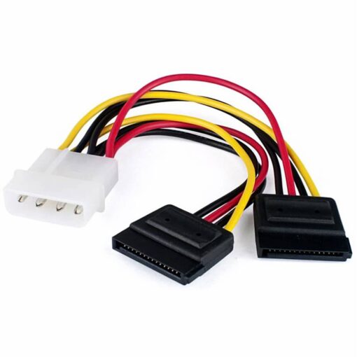 4 Pin IDE Molex Male To Double 15 Pin SATA Female Power Adapter Cable – Pack of 2 PHI1002838 Phipps Electronics 3