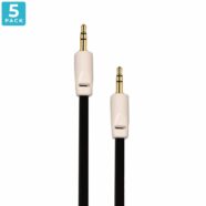 Auxiliary 3.5mm Jack to Jack Male Cable – Pack of 5 (Black)