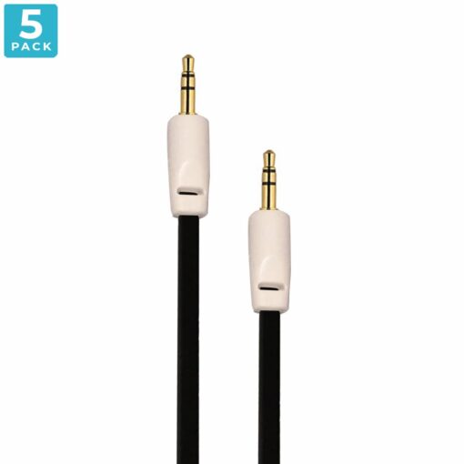 Auxiliary 3.5mm Jack to Jack Male Cable – Pack of 5 (Black) PHI1001900 Phipps Electronics 2