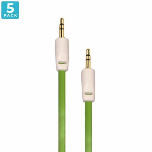 Auxiliary 3.5mm Jack to Jack Male Cable – Pack of 5 (Green) PHI1001902 Phipps Electronics 2