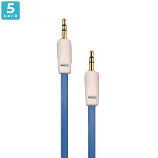 Auxiliary 3.5mm Jack to Jack Male Cable – Pack of 5 (Light Blue) PHI1001903 Phipps Electronics 2