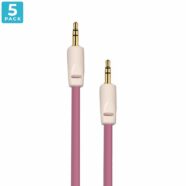 Auxiliary 3.5mm Jack to Jack Male Cable – Pack of 5 (Light Pink)