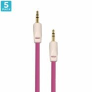 Auxiliary 3.5mm Jack to Jack Male Cable – Pack of 5 (Pink)