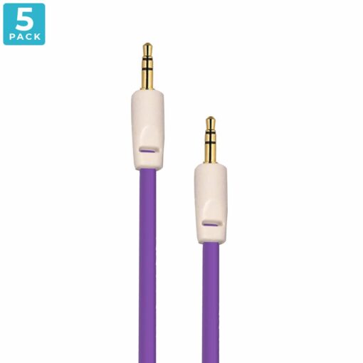 Auxiliary 3.5mm Jack to Jack Male Cable – Pack of 5 (Purple) 2