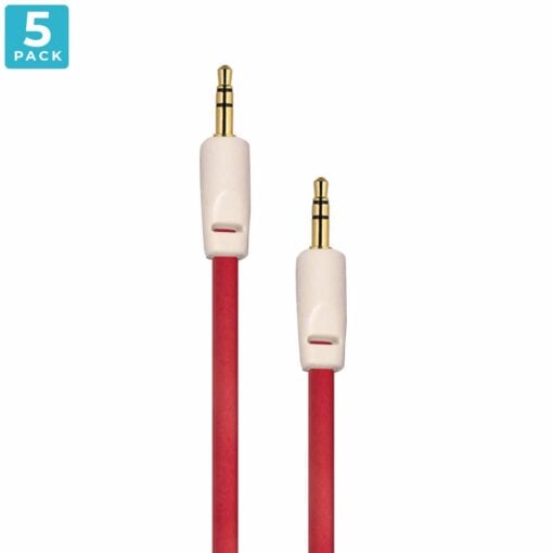 Auxiliary 3.5mm Jack to Jack Male Cable – Pack of 5 (Red) 2