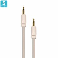 Auxiliary 3.5mm Jack to Jack Male Cable – Pack of 5 (White)