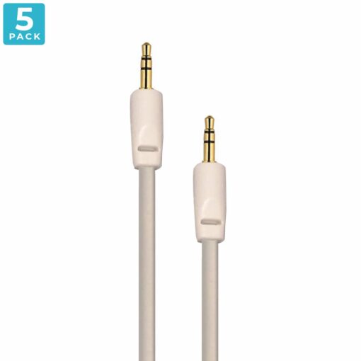 Auxiliary 3.5mm Jack to Jack Male Cable – Pack of 5 (White) PHI1001909 Phipps Electronics 2