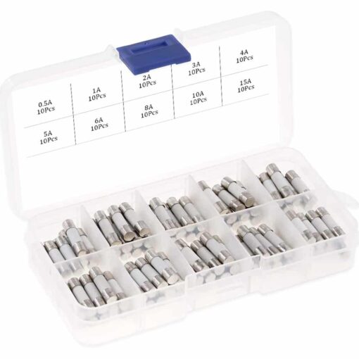 Ceramic Slow Blow Fuse 100 Piece Assortment Pack with Case – 5mm x 20mm PHI1002906 Phipps Electronics 2