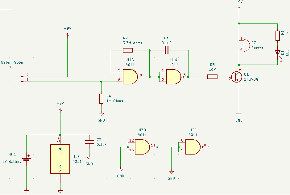 Water Level Alram using a CMOS NAND Gate