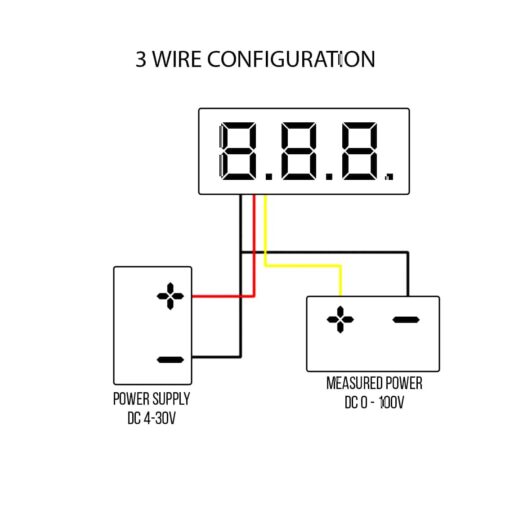Digital DC Voltmeter Red LED Display Three Wire – 0 – 100VDC Range PHI1003422 Phipps Electronics 4