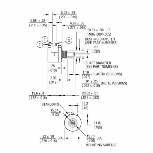 Adjustable 500 Ohm Potentiometer Resistor with Rotary Knob – 3590S-2 PHI1003242 Phipps Electronics 5