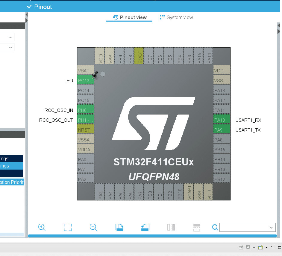 STM32F411 pinout UART pins