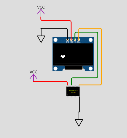 Heart shaped bitmap WOKWI ATtiny85 OLED