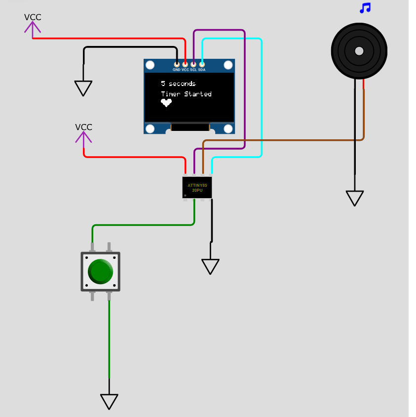 ATtiny85 Timer Alarm with OLED circuit
