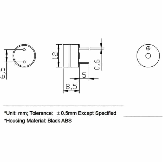 Passive 16 Ohm Buzzer Speaker Dimensions